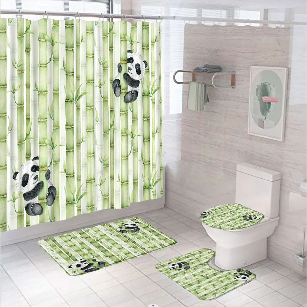 4Pc Watercolor Green Bamboo Sh - Bamboo Bath Mat review and price