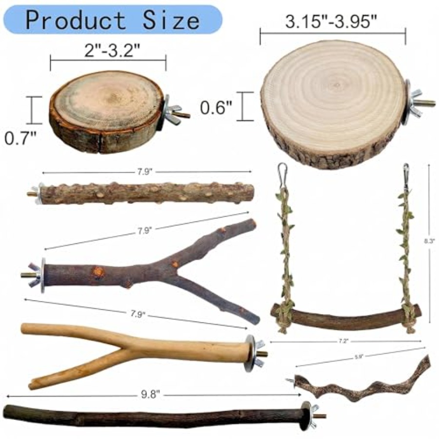 8PCS natural wood bird perches - Health & Wellness Affiliate Programs review and price