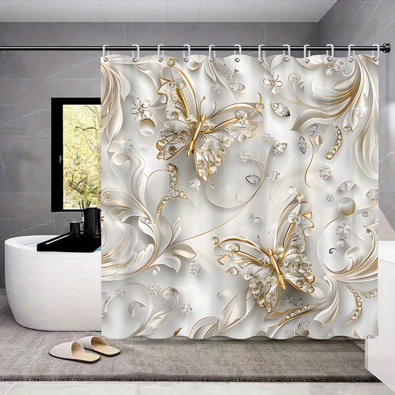 4pcs Elegant Butterfly Shower  - Bamboo Bath Mat review and price