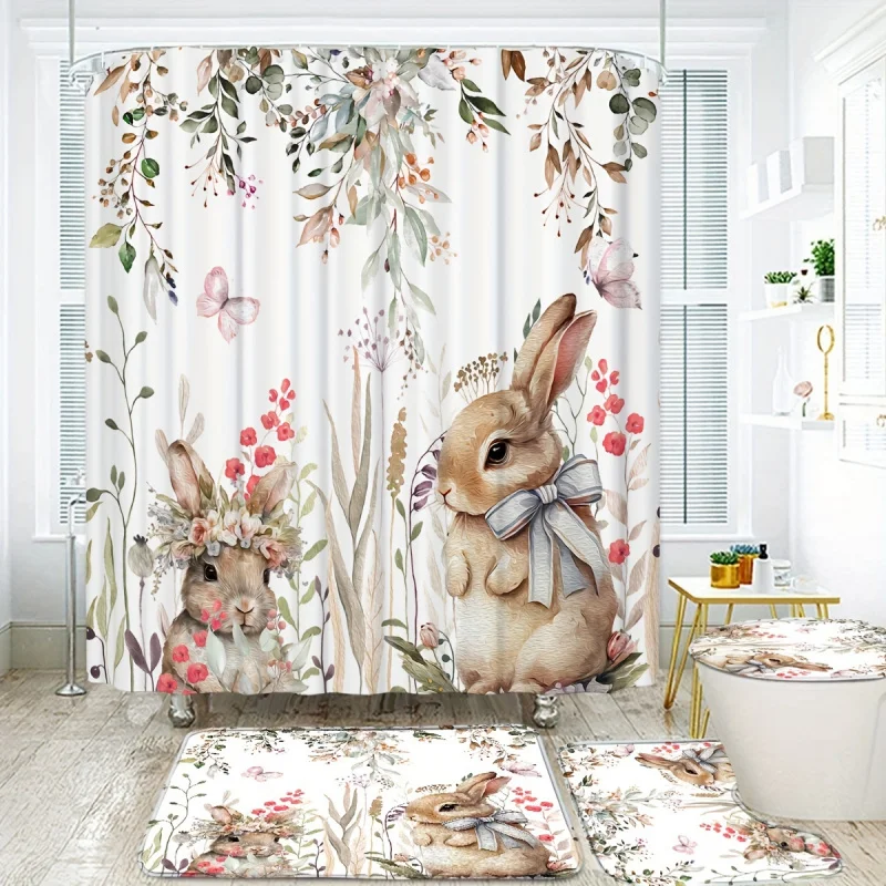 4pcs Cute Rabbit Easter Patter - Bamboo Bath Mat review and price